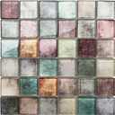 Parrotile Antique 2'' x 2'' Glass Squared Tile Glazed Red Grey Grid Mosaic Wall Backsplash Tile PT31 (Box of 5 Sheets)