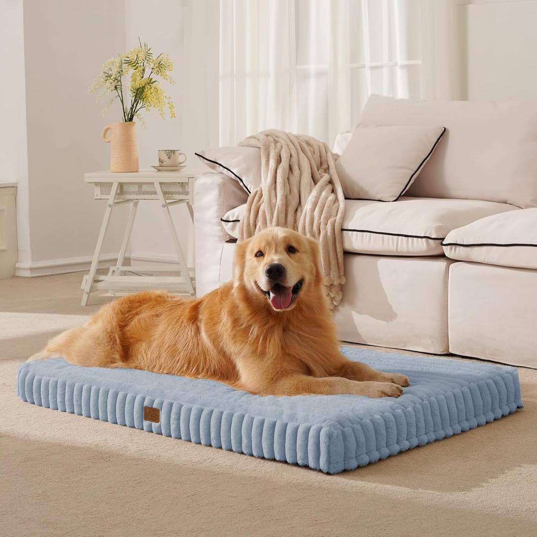 Orthopedic Dog Bed for Large Dog, Waterproof Pet Bed, Non-Slip Bottom and Egg-Crate Foam with Removable Washable Cover Crate Bed,Blue,36"x27"x3"
