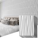 Art3d 24-Pack 3D Wall Panels for Interior Wall Dcor, PVC Wavy Textured Accent Wall Paneling for Living Room Bedroom TV Backdrop Office, 15.7 x 11.8 Inch - White