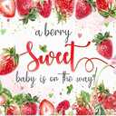Dudaacvt 7x5ft Strawberry Backdrop Strawberry Baby Shower Photo Banner Berry Sweet First Birthday Party Background Sweet Baby is On The Way Background Cake Table Party Supplies D727