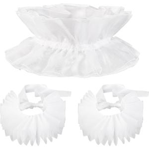 Mepase 3 Pcs Renaissance Clown Neck Ruffle Collar Elizabeth Wrist Cuffs Victorian Costume Halloween Cosplay Accessories