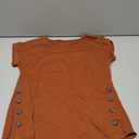 Orchidays Womens Casual Short Sleeve Tops Dressy Crew Neck Side Button Shirts Blouse Brown, Small