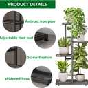 LINZINAR Plant Stand Indoor Outdoor Corner 4 Tier Metal Plant Shelf Patio Plant Rack for Garden Corner Balcony Living Room (Dark Grey)