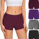 Migbean Boy Shorts Underwear for Women Cotton Panties Mid Waisted Boxer Briefs Breathable Underwear Multipack 4 Pack (Gray, XXL)
