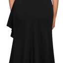 WOOSEA Women's Scoop Neck Sleeveless Split Bodycon Mermaid Evening Cocktail Long Dress (Black)