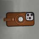Butaiga for iPhone 15 Pro Case Leather Strap with Ring Stand, Brown | Finger Loop, Relieve Smartphone Pinky Strain, Kickstand, Fit for Magsafe, Slim Fit, Anti-Slip, Texture Grip, Shockproof