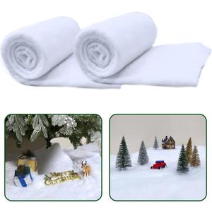 TURNMEON Fake Snow Blanket Roll Christmas Decorations, Thicken 2 Pack 10 Ft x 15 Inch Snow Cover Christmas Village Displays Soft Artificial Snow for Snowy Winter Xmas Tree Decor Home Holiday