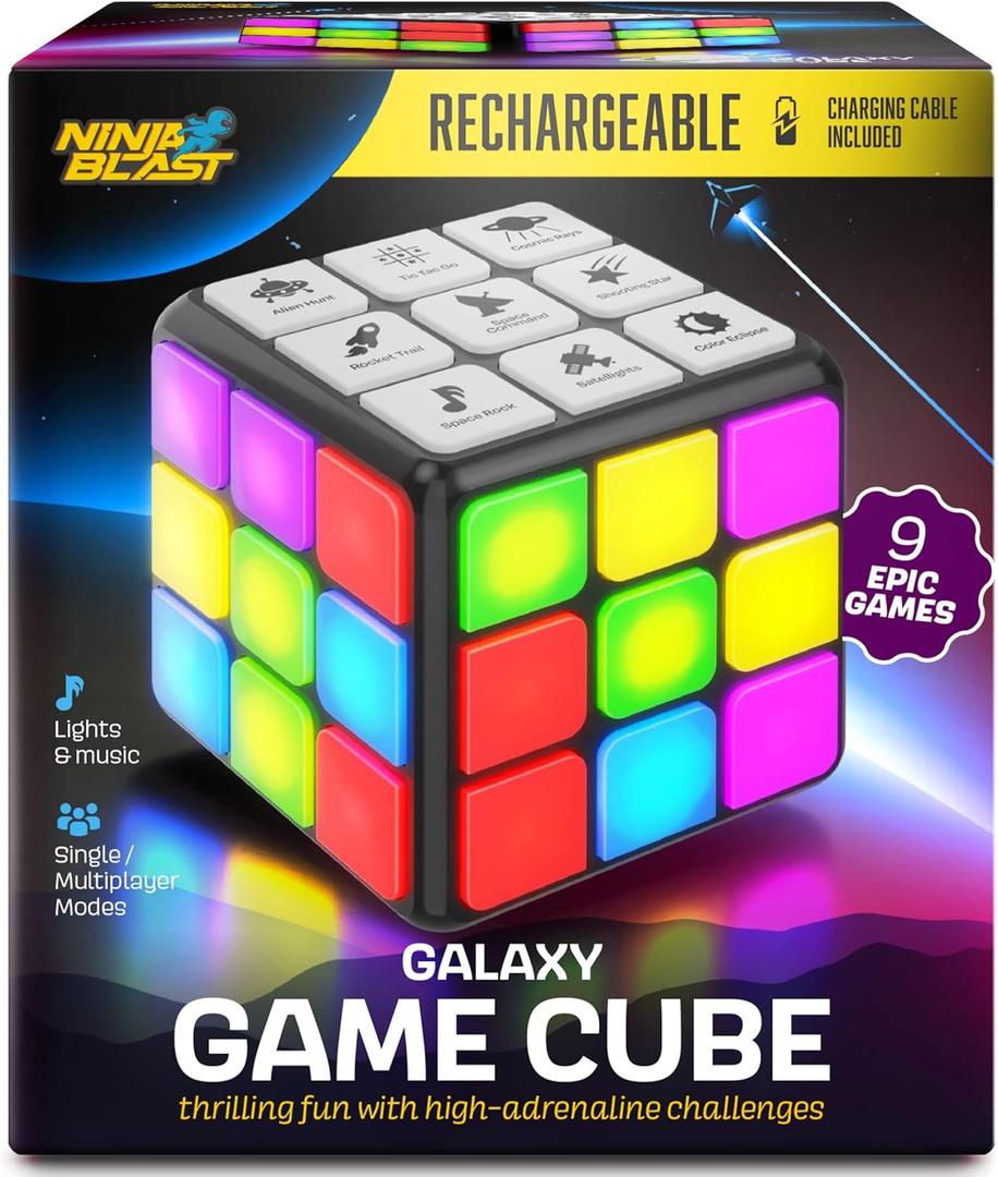 Rechargeable Game Activity Cube - Toys for Boys and Girls - 9 Fun Brain & Memory Games - Birthday Gifts for Age 6-12 Year Old Kids Teens - Best Boy Toy Gift Ideas