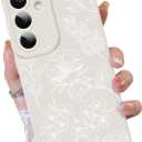 OOK Galaxy S25 Plus Case Cute Flower Floral Design for Girls Women Soft TPU Camera Lens Protective Phone Cover Designed for Samsung Galaxy S25 Plus White