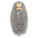 Wizard Beard and Wig Set, Grey Gandalf Beard Costume for Men, Realistic Long Wizard Beard for Halloween, Cosplay and Party Dress Up