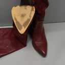 VOMIRA Knee High Cowboy Boots for Women Pointed Toe Chunky High Heels Pull-on Embroidered Boots Western Boots Wide Calf Cowgirl Boots Size 9