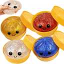 Dumpling Squishies, Glitter Dumpling Mystery Box, 2026 Upgraded Dumplings Stress Balls Fidget Sensory Balls, Squeeze Dough Ball Stress Relief Hand with Food Steamer, Relaxation Gift (Glitter Blue)