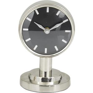 Deco 79 Stainless Steel Metal Decorative Clock Small Mantel Clock, Tabletop Clock 4" x 4" x 7", Silver