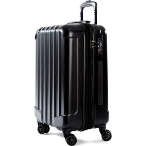 Genius Pack Expandable Hardside Carry On Luggage 22x14x9 Airline Approved Rolling Suitcase with Double Spinner Wheels, Ultra Light 21-Inch (Jet Black)