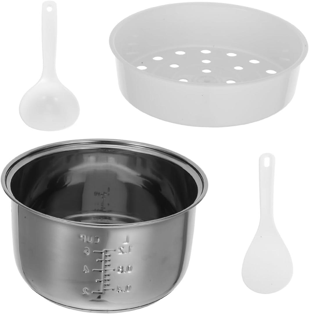 3L Stainless Steel Rice Cooker Inner Pot Replacement Compatible with Electric Cookers Easy to Clean for Even Heating and Cooking (21.00X21.00X11.00CM)