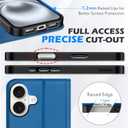 SHIELDON Wallet Case for iPhone 16 2024, Genuine Leather Folio Case with Kickstand, RFID Blocking Card Slots, Magnetic Shockproof Cover, Compatible with iPhone 16 5G 6.1" - Sapphire Blue