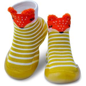 Baby Shoes Boys Girls First Walking Shoes Non Slip Soft Sole Sneakers Toddler Infant Babygirl Sock Shoes (Yellow)