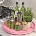 13" Oak Wood Lazy Susan Organizer, Lazy Susan for Cabinet Dining Table Pantry Wood Turntable Organizer Tray for Coffee Table Kitchen Countertop Spinning Spice Can Organization and Storage Round Pink