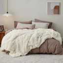 Bedsure Fluffy Cream Blankets Queen Size for Bed, Thick Sherpa Faux Fur Fleece Fuzzy Plush Winter Warm Heavy Soft Full Queen Blankets, Bedroom Decor Cream Gifts Cozy Gifts for Women Men, 90x90