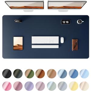 YSAGi Leather Desk Protector, Office Mat, Large Mouse Mat, Non-Slip PU Leather Blotter, Laptop Pad, Waterproof Writing Pad for Office and Home (Dark Blue, 47.2" x 23.6")       