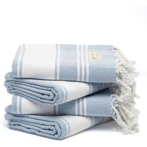 Salt Earth Cotton Turkish Beach Towel (Set of 4, 36"x72") - Soft, Quick Dry, Sand Resistant, Absorbent Towels for Bathroom, Home, Travel, Pool, Spa, Bath, Swim - Beach Towels Oversized (Sky Blue), Pack of 4