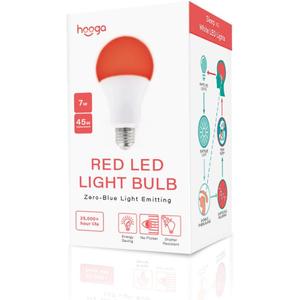 Hooga Sleep Light Bulb - Blue Light Blocking Red Night Light, 625nm for Healthy Sleep - Baby Nursery, 7W LED, 45W Replacement Single