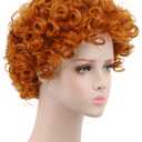 yuehong Adult Short Orange Red Curly Wig Anime Cosplay Costume Hair Soft Breathable Heat Resistant Synthetic Fibers Daily Fashion Party Wig