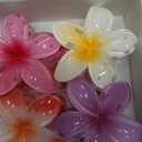 Flower Claw Clip 4Pack Hair Clips for Women Large Claw Clips Non Slip Hawaiian Flower Hair Clips for Thick Hair Cute Clips Strong Hold Plumeria Flower Clip for Summer Holiday