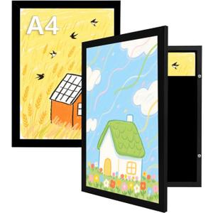 kennethan Kids Art Frames, Front Opening Picture Frames with Changeable Display, Holds 50 Artworks, for 3D Picture, Crafts, Children Drawing, Hanging Art, Portfolio(Black, A4-2 Pack) kennethan Kids Art Frames, Front Opening Picture Frames with Changeable Display, Holds 50 Artworks, for 3D Picture, Crafts, Children Drawing, Hanging Art, Portfolio(Black, A4-2 Pack)