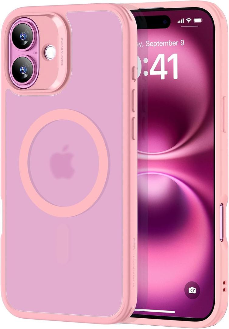 ESR for iPhone 16 Plus Case, Compatible with MagSafe, Shockof Military-Grade tection, Magnetic Phone Case for iPhone 16 Plus, Frosted Pink