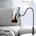Lamicall Gooseneck Tablet Mount Holder for Bed - Flexible Tablet Arm Clamp for Bed Compatible with Pad Mini 7.9, Air 9.7, Pro 10.5, Kindle, Switch, Galaxy Tabs, More 4.7-11" Device - Black