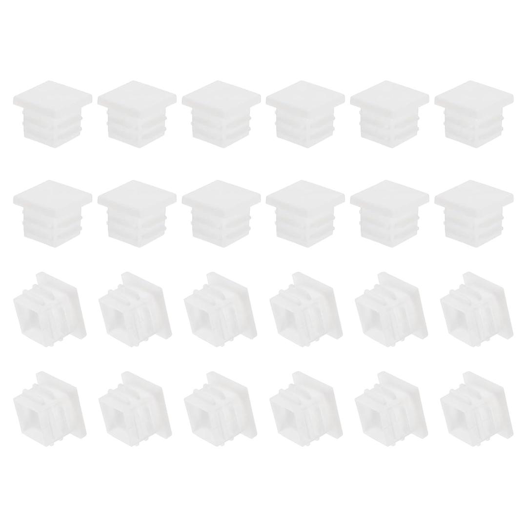 PATIKIL Square Plastic Plug, 24 Pcs 3/4 Inch/19mm Tubing Insert End Caps Plastic Plug Cap for Square Tubes Chair Legs Furniture Metal Tubing Hardware Plugs Fences, White (0.75 x 0.75 x 0.59 inch)