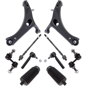 TRQ Front Steering & Suspension Kit Control Arm with Ball Joint Steering Rack & Pinion Bellow Sway Bar Stabilizer Link Tie Rod Compatible with 2010-2013 Subaru Legacy