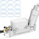 Full Aluminum Engine Oil Cooler Filter Housing Assembly with Sensors & Gaskets Compatible with 2011-2016 Jeep Dodge Chrysler Ram 3.6L V6 Replace for 926-959 926-876 5184294AE 68105583AC