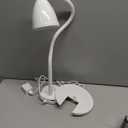 BOHON LED Desk Lamp with USB Charging Port, 3 Color Modes Dimmable Reading Lamp, Auto Dimming Task Lamp, Flexible Gooseneck Table Light for Dorm Bedside, Adapter Include, White