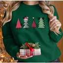 JINTING Christmas Sweatshirt for Women Christmas Tree Pullover Xmas Holiday Crewneck Sweatshirts Long Sleeve Top Green Medium (Green, M)