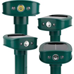 Mole Repellent Solar Powered, 4 Pack Waterproof Ultrasonic Gopher Vole Repellent Outdoor, Rat, Squirrel, Skunk Lawn Garden Yard