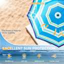 HOMEDEMO 8FT Large Beach Umbrella with Weight Bag & Sand Anchor, Outdoor Umbrellas with Adjustable Aluminum Pole and Table, Heavy Duty Windproof & UPF 50+