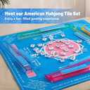 American Mahjong Tile Set with Blue Printed Carrying Bag, 166 Premium Tiles, 4 All-in-One Color Racks/Pushers, Mah Jongg Sets, Mahjong Game Set for Travel, Christmas, Birthday Gifts