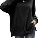 Florboom Womens Oversized Sweatshirts Crew Neck Long Sleeve Tunic Top Casual Fall Soft Pullover (X-Large, Black)