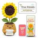 THEGIFTY Emotional Support Crochet Sunflower Doll – Handmade Friendship Gift for Women – Long Distance Friend with Affirmation Message, Birthday Gifts for Friends, Graduation Gifts for Bestie