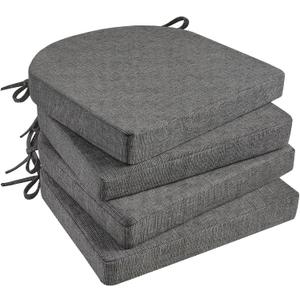 Basic Beyond Chair Cushions for Dining Chairs 4 Pack, Kitchen Chair Cushions with Ties and Non Slip Backing, 16 x 16 inches Chair Pads for Dining Chairs (Dark Grey)