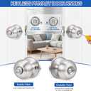 Plustool 8 Pack Brushed Nickel Door Knobs,Privacy Door Knob with Lock, Interior Doorknobs Silver, Keyless Door Locks Set for Bedrooms Bathrooms, Reversible for Left/Right Door Handle