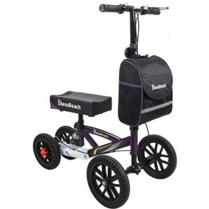 All Terrain Foldable Knee Scooter Walker, Disc Brake Knee Walker for Foot Injuries, Compact Crutches Alternative (Purple)
