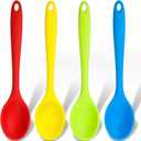 Patelai 4 Pieces Small Multicolored Silicone Spoons Silicone Serving Stirring Spoon for Kitchen Nonstick Cooking Baking Stirring Mixing Tools(Dark Red, Green, Yellow, Blue)