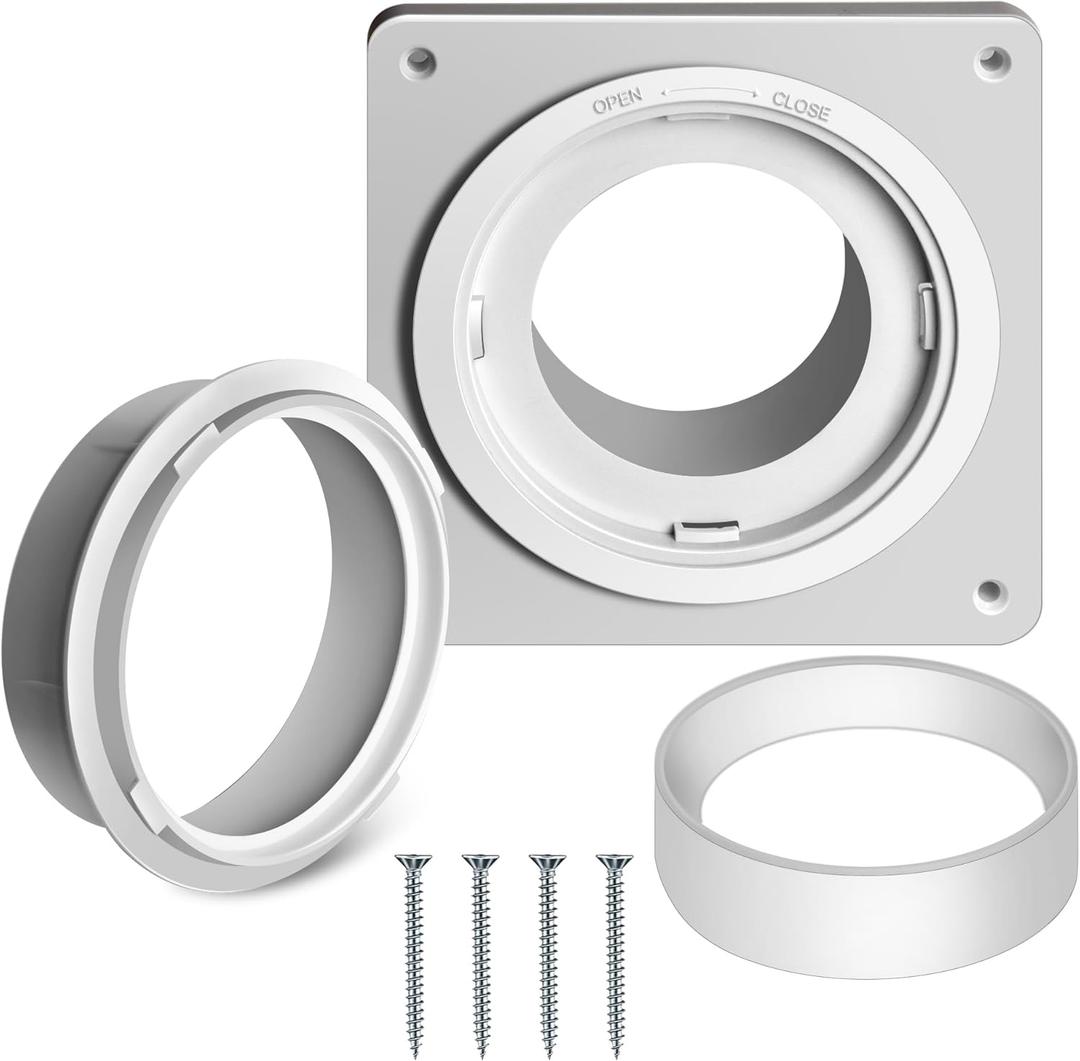 Dryer Vent Connector Kit, Dryer Vent Wall Plate with Quick Connect & Disconnect, Twist Lock Dryer Duct Connector Kit Fits 4 Inch Tubes, Covers Area 7 Inch x 7 Inch, for Dryer Washer Bathroom (No hoses)
