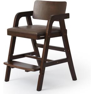 Wooden High Chair Baby Highchair, Portable HighChair for Babies & Toddlers, Adjustable and Convertible Kids Dining Chair with Removable Cushion, Easy to Clean, Water Resistant (Walnut)