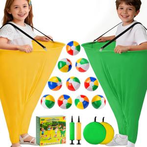 17 PCS Granny Pants Yard Game Easter Games Set, 2 Oversized Granny Funny Pants with 10 Balls, 2 Air Pumps, Outdoor Tossing Games for Kids Backyard Lawn Easter Carnival Party Reunion Gathering 4+ Ages