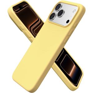 ORNARTO Compatible with iPhone 17 Pro Max Case 6.9", Slim Liquid Silicone 3 Layers Soft Gel Rubber Shockproof Protective Cover with Anti-Scratch Microfiber Lining-Buttercream Yellow