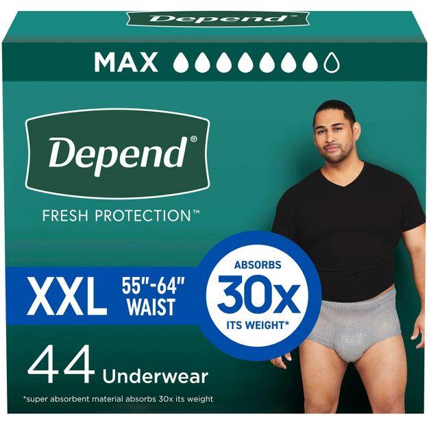 Depend Fresh Protection Adult Incontinence Disposable Underwear for Men - Maximum Absorbency - XXL - Gray - 44ct